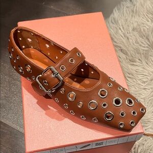 Brown Grommet-Embellished Women's Shoe